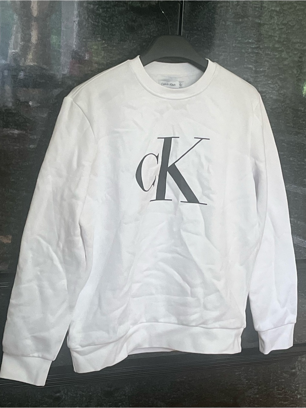 NWOT Calvin Klein White Cotton Blend Fleece Crewneck Sweatshirt-Unisex